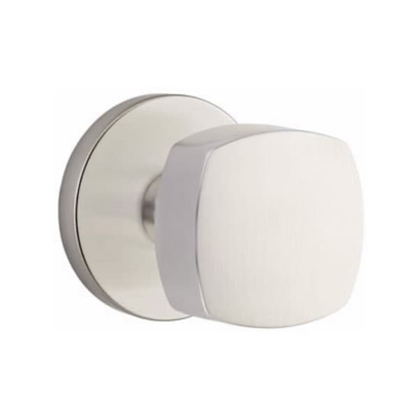 Emtek Freestone Knob 2-3/8 in Backset Privacy With Disk Rose for 1-1/4 in to 2 in Door Satin Nickel Finish 5209FRKUS15 - main